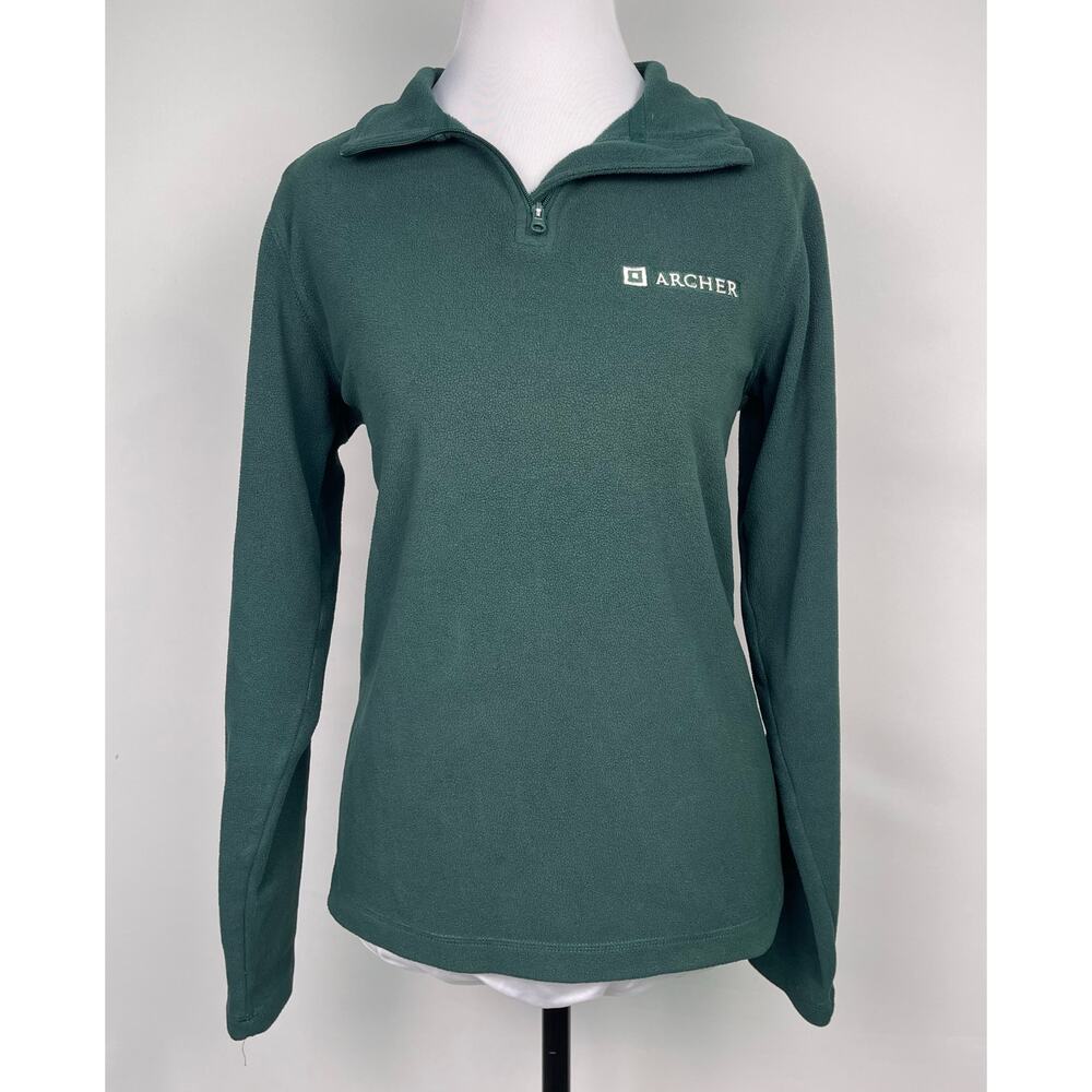 Lands’ End Unisex Youth Large Forest Green Fleece Quarter Zip Pullover 14–16